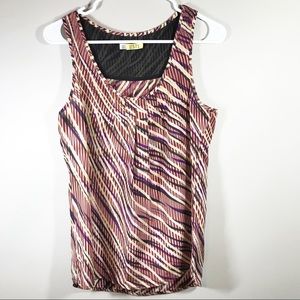 Hinge burgundy red tan tank top blouse